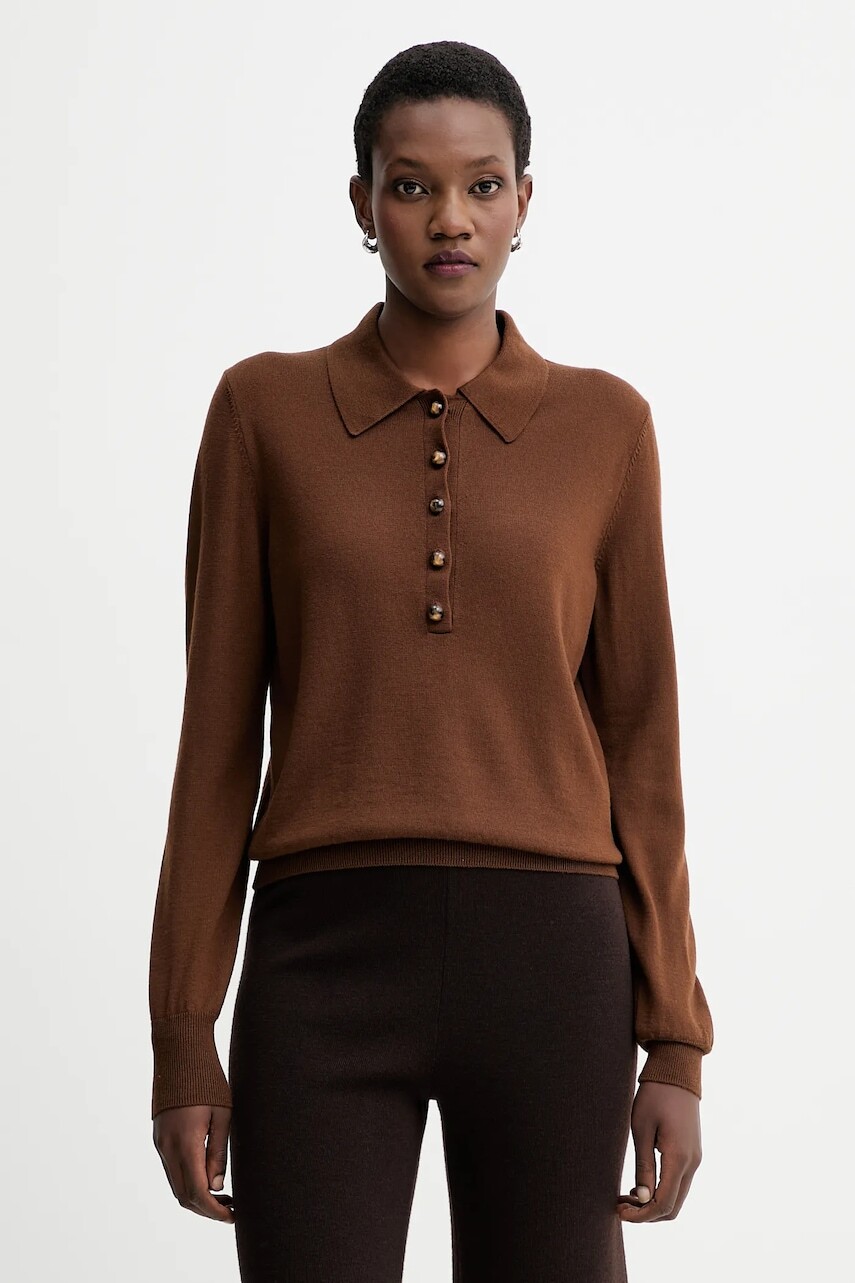 Vlnený sveter Sessun hnedá farba, ľahký, 25109022