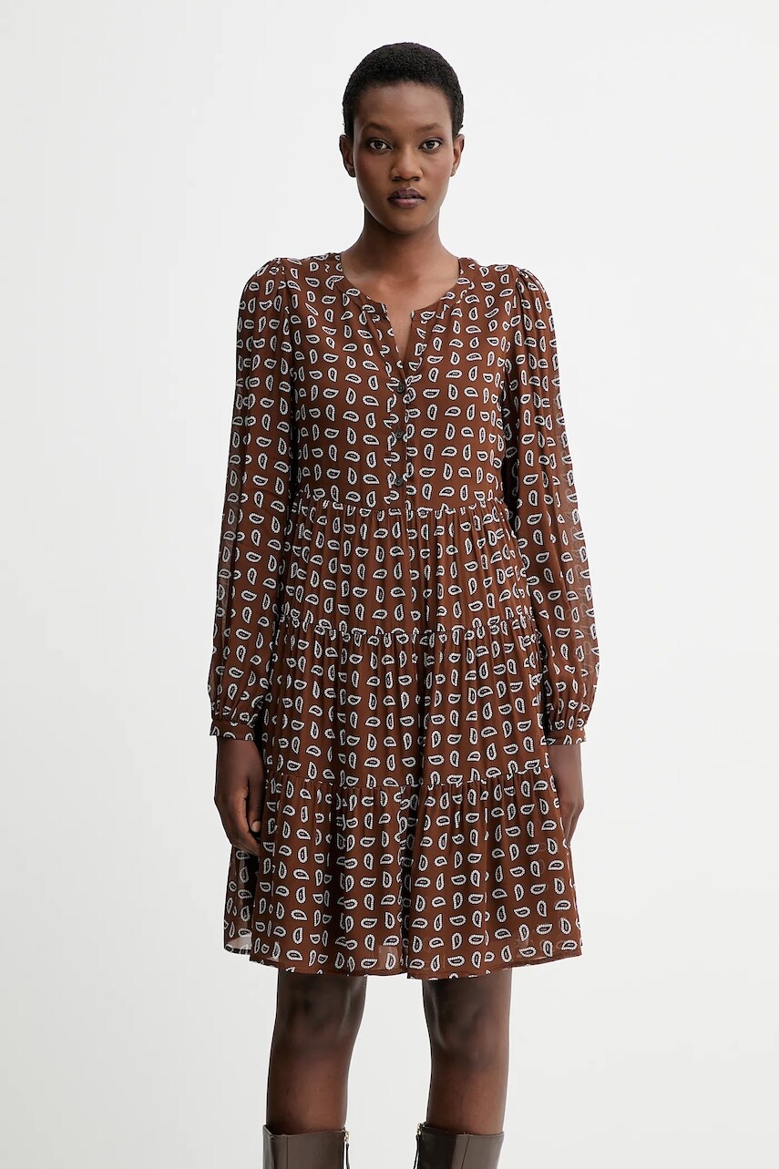 Viskózové šaty Marc O'Polo hnedá farba, mini, áčkový strih, 508115221291