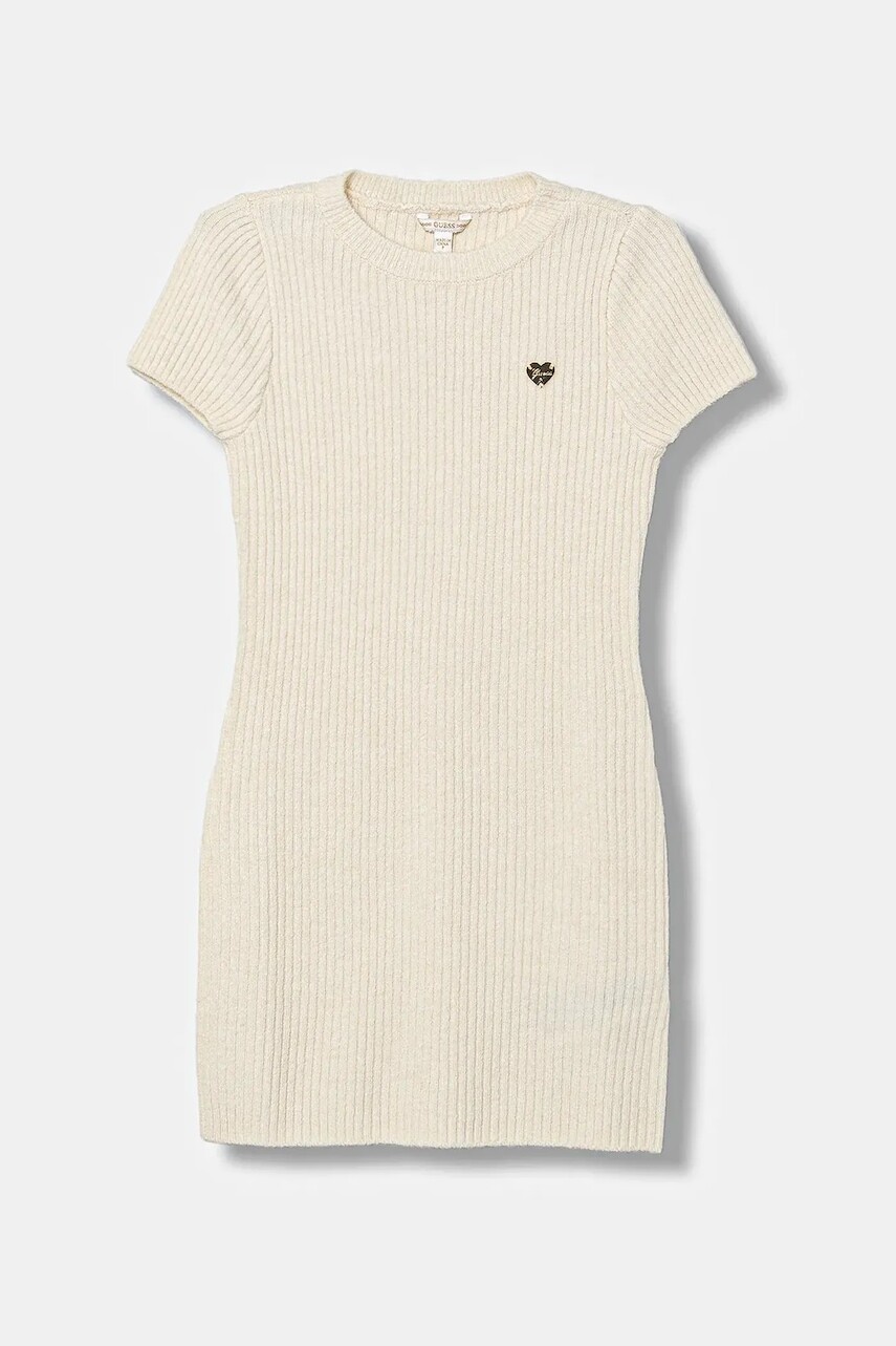 Dievčenské šaty Guess béžová farba, mini, rovný strih, J4BK30 Z3B50