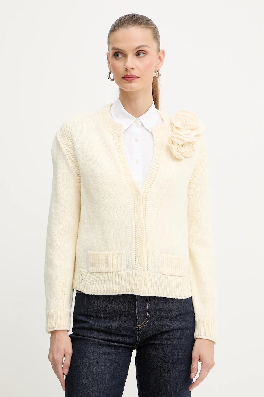 Kardigan s prímesou vlny Luisa Spagnoli béžová farba, 100080