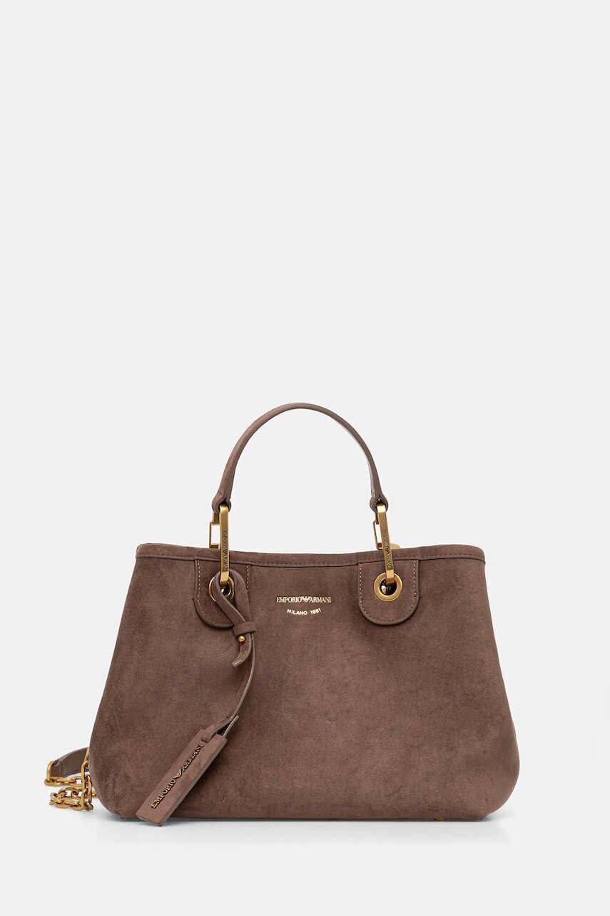 Kožená kabelka Emporio Armani hnedá farba, EW000361 AF17730