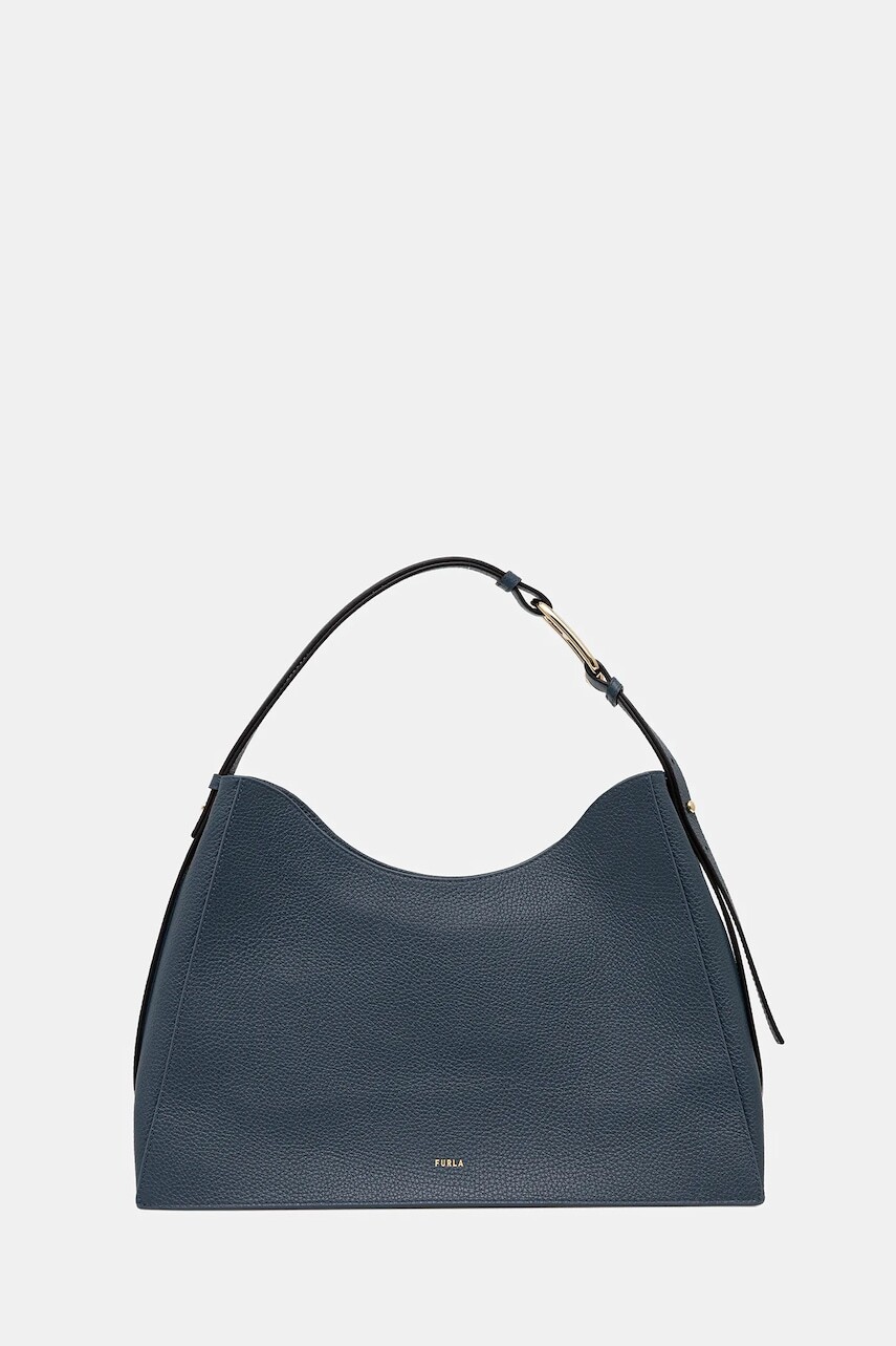 Kožená kabelka Furla modrá farba, WB01246.HSF000.GU000