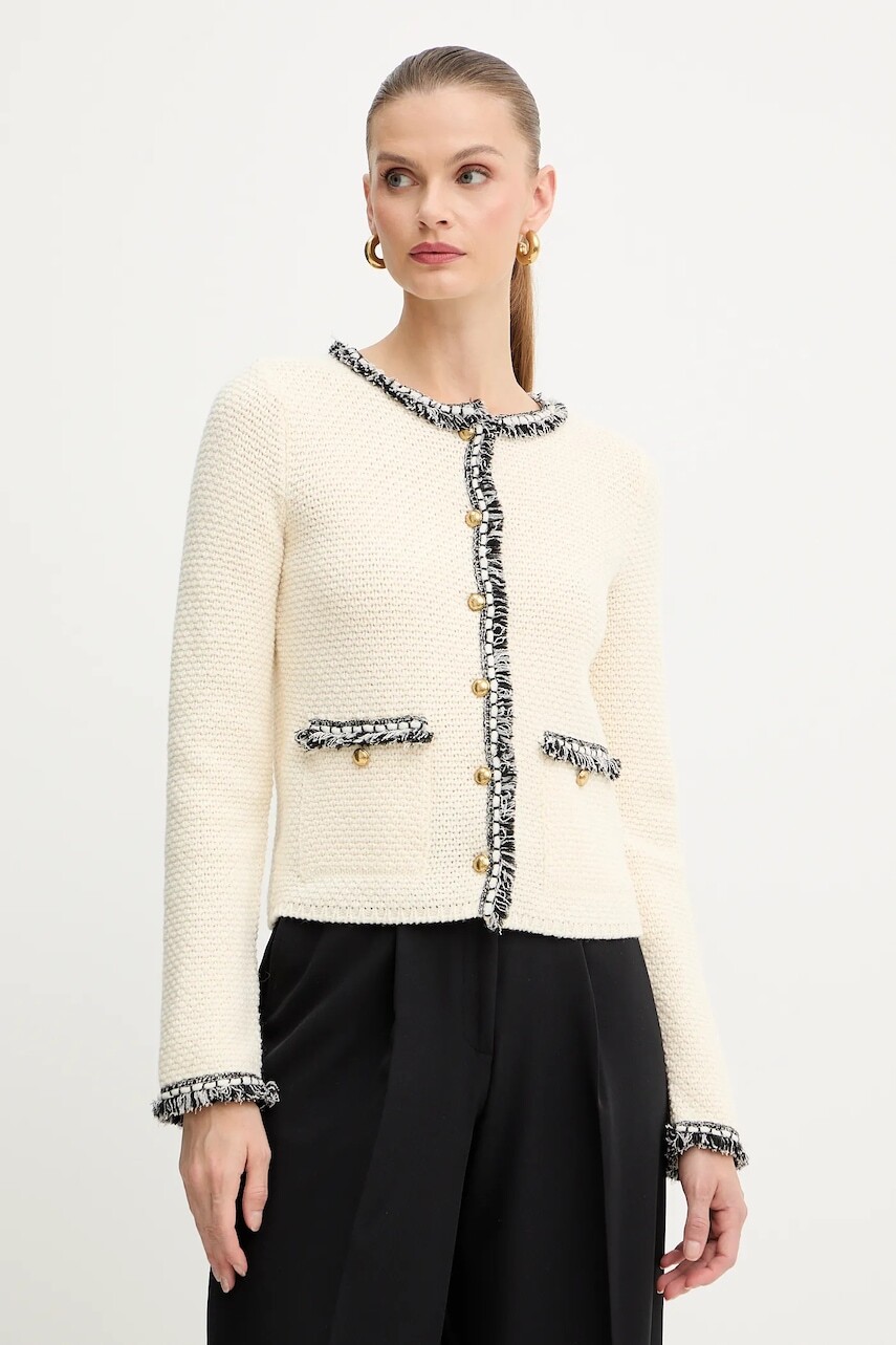 Kardigan s prímesou vlny Luisa Spagnoli béžová farba, 100088