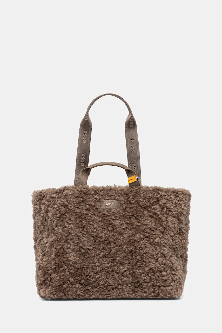 Kabelka s prímesou vlny BOSS hnedá farba, 50552479