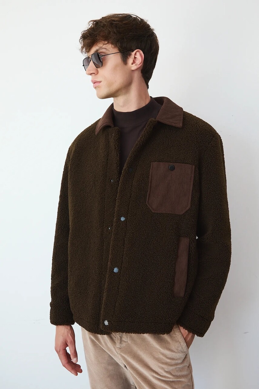 Košeľové sako Medicine hnedá farba, prechodná