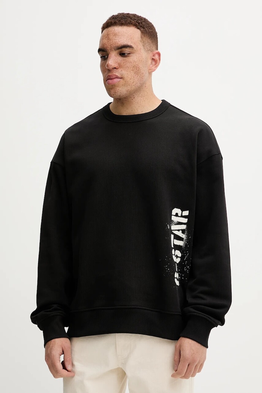Bavlnená mikina G-Star 0 čierna farba, s potlačou, D27096.E124
