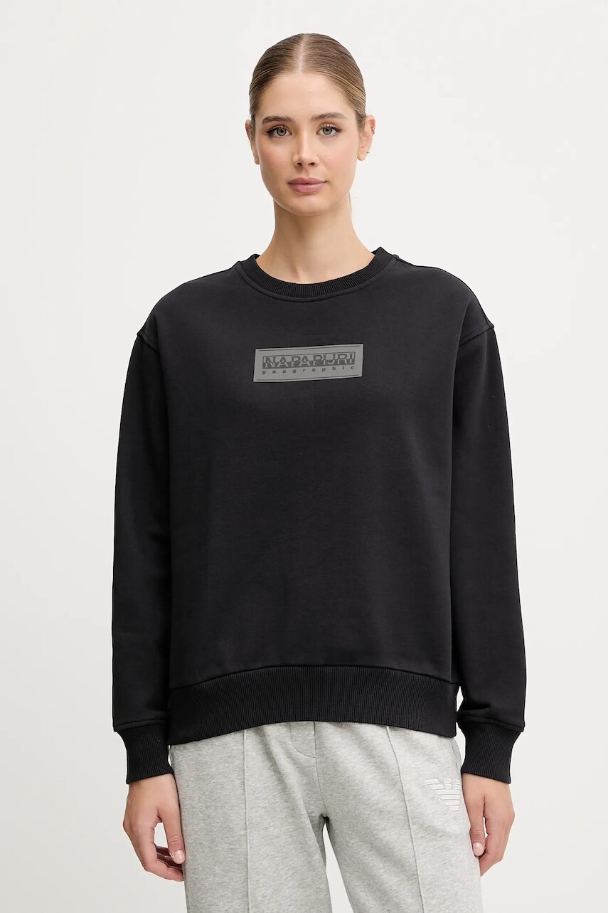 Mikina Napapijri B-Box čierna farba, s potlačou, NP0A4HYR0411