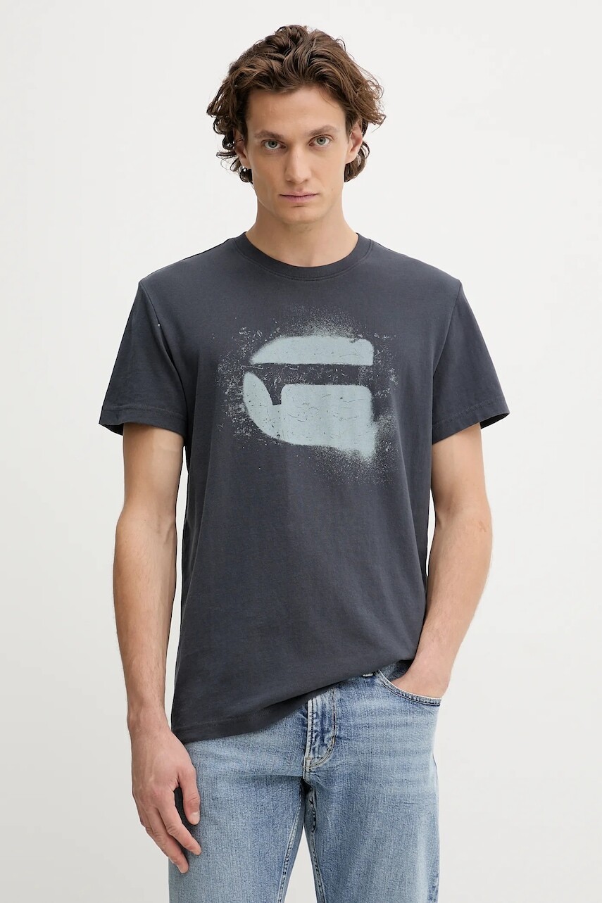 Bavlnené tričko G-Star pánske, tmavomodrá farba, s potlačou, D26833.D101