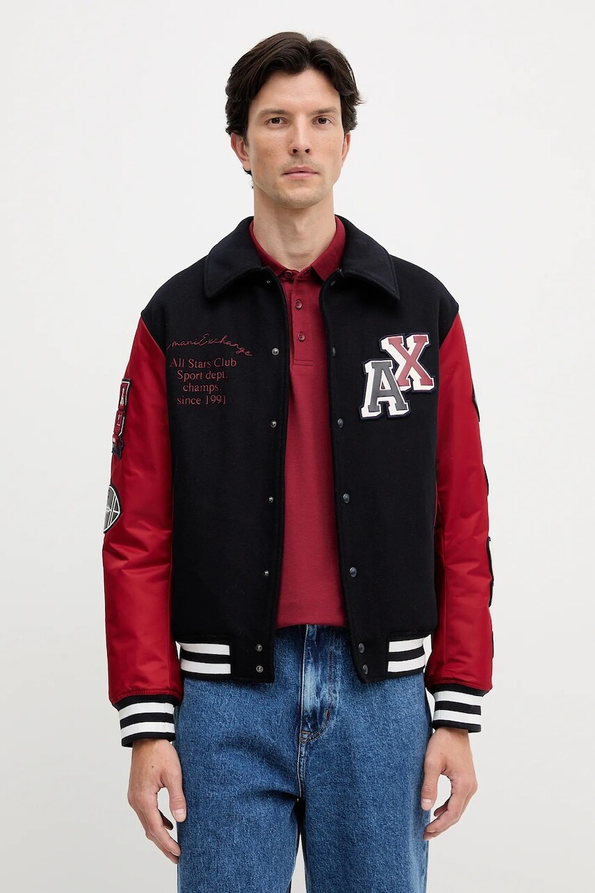 Bunda Armani Exchange tmavomodrá farba, prechodná, XM001106 AF16601