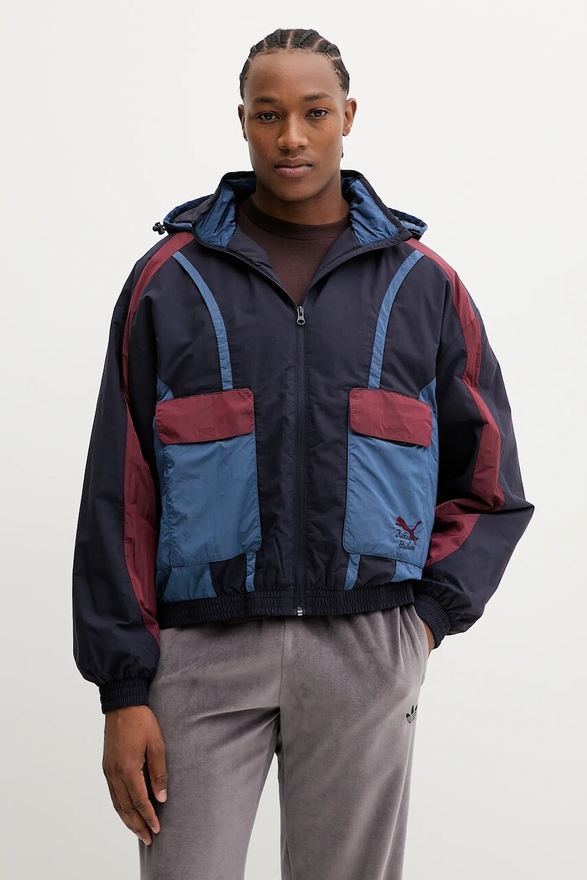 Bunda Puma PUMA x KIDSUPER tmavomodrá farba, prechodná, 633054