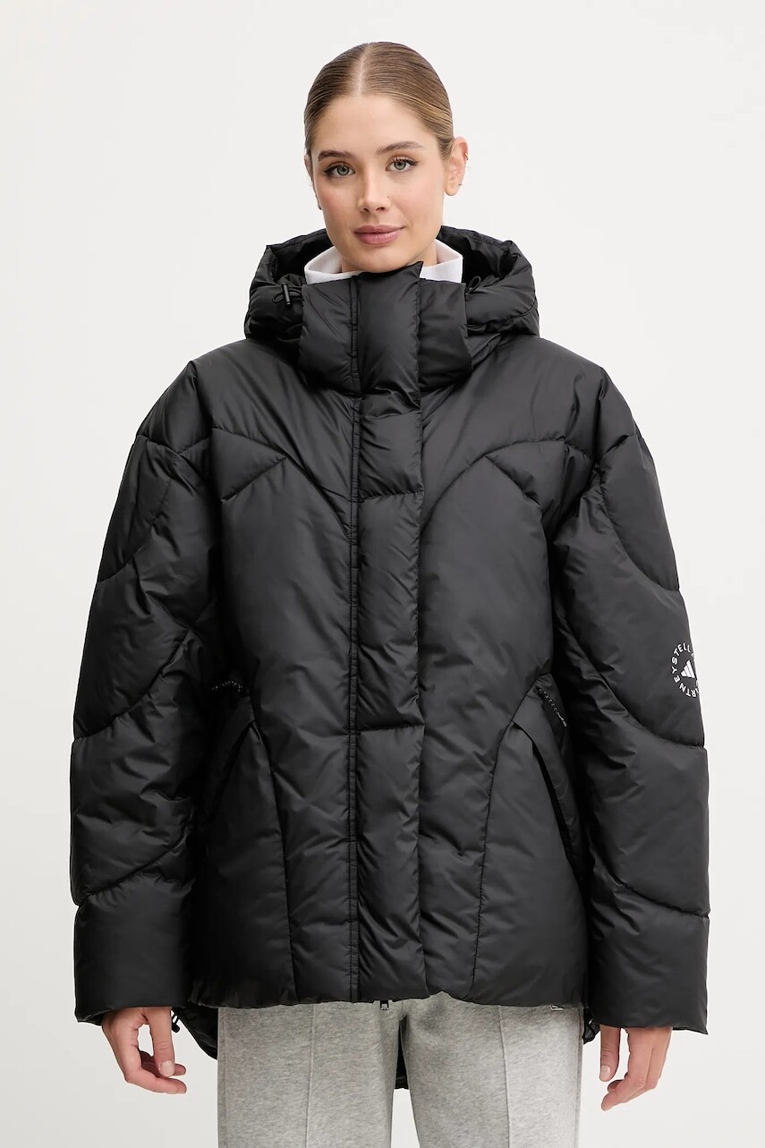 Bunda adidas by Stella McCartney čierna farba, zimná, JW2036