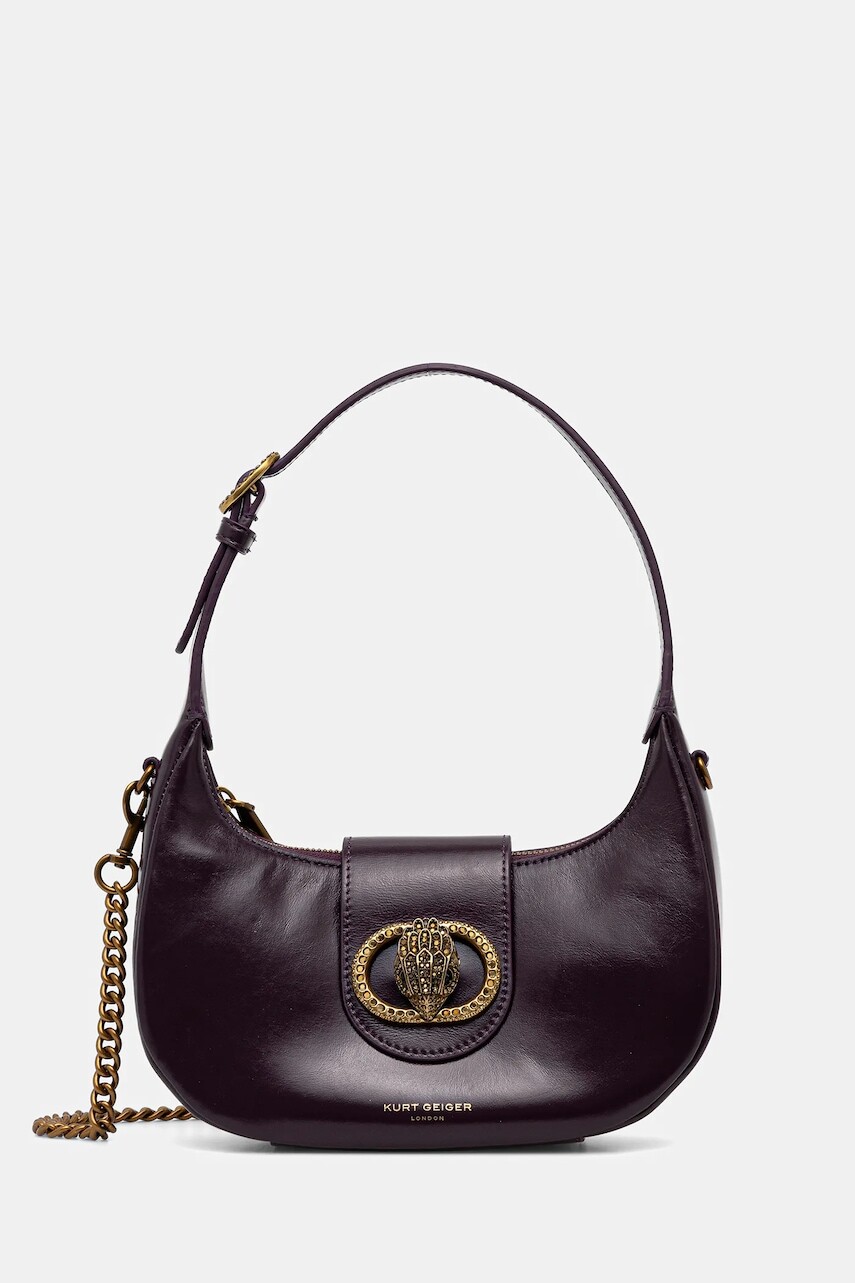 Kožená kabelka Kurt Geiger London CHELSEA fialová farba, 3601190319