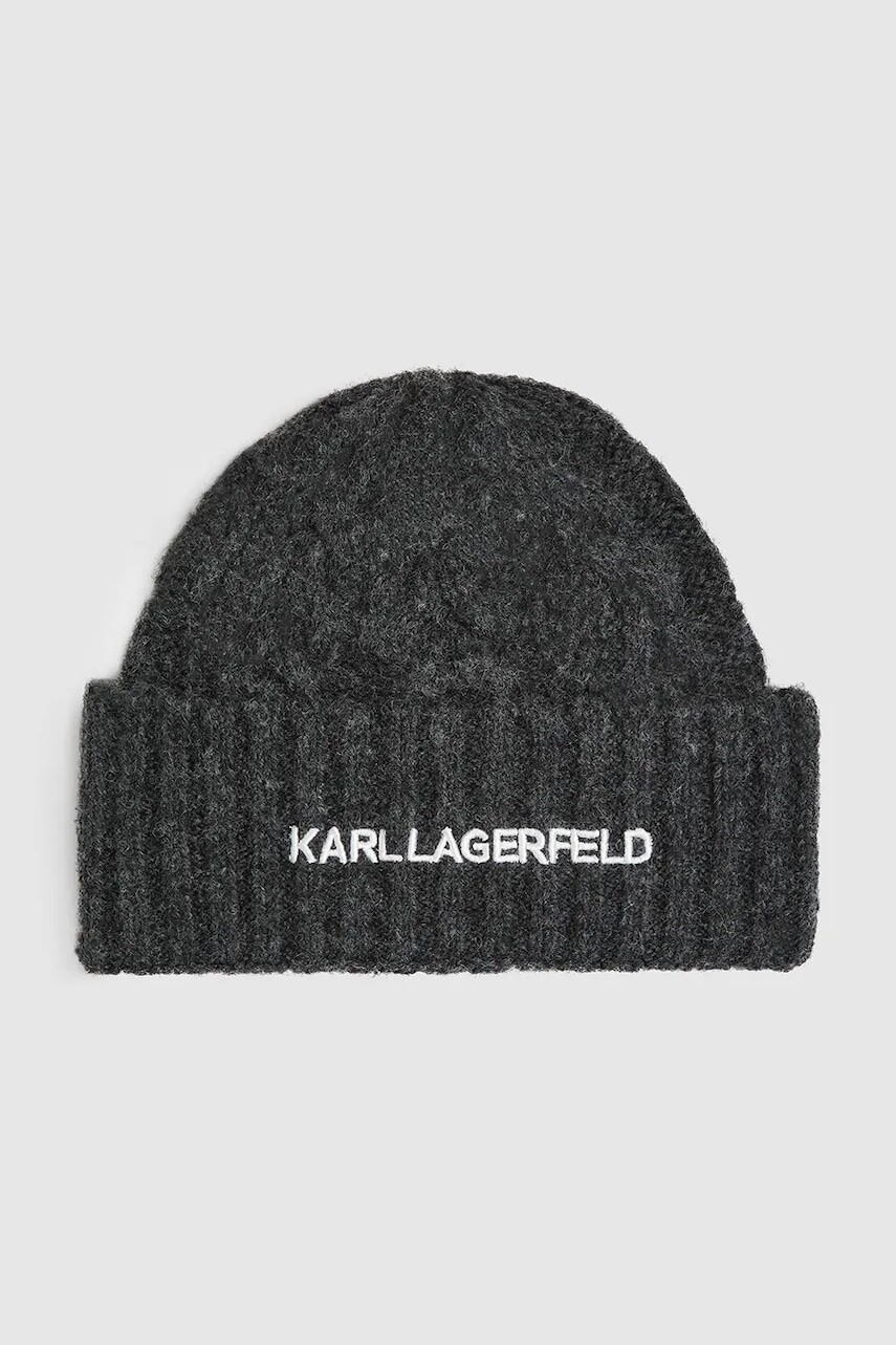 Čiapka Karl Lagerfeld šedá farba, A4W33012