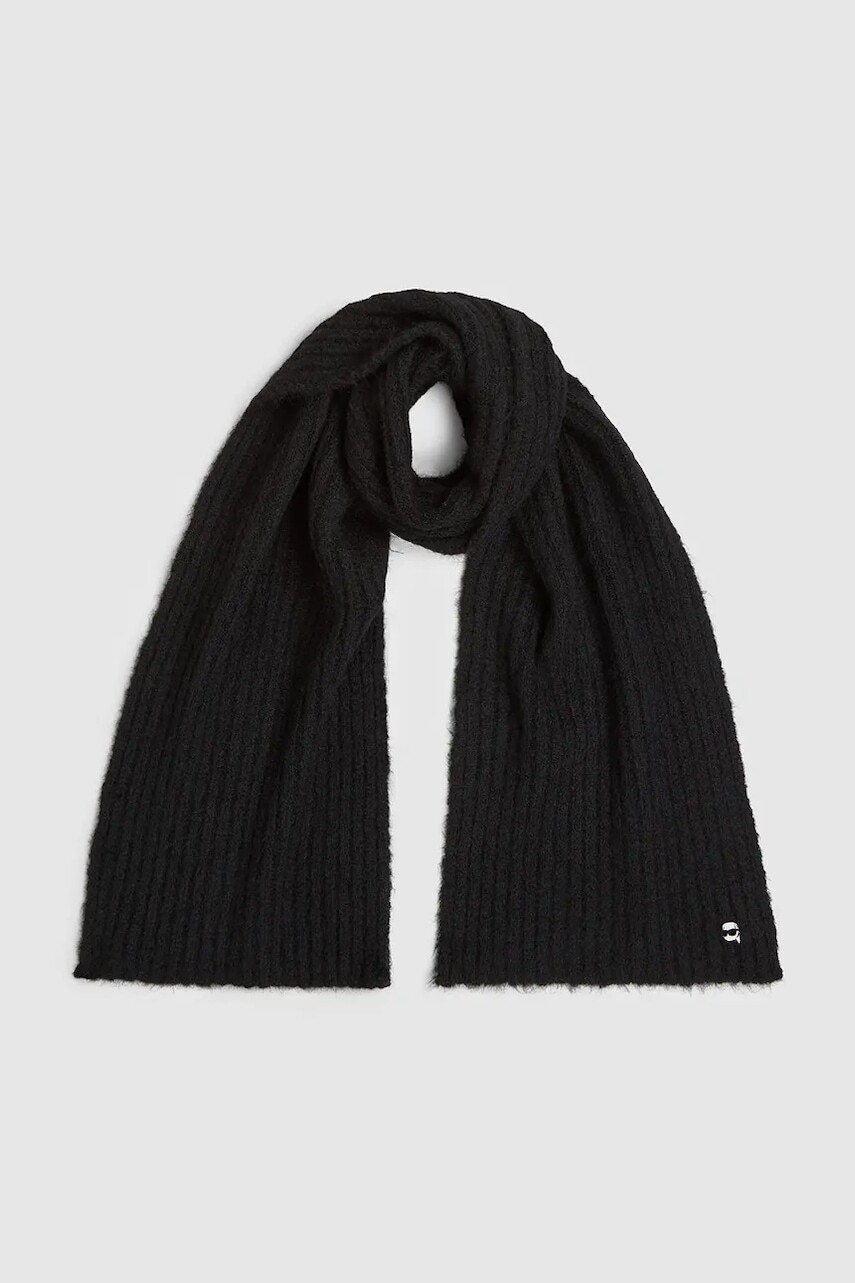 Šál Karl Lagerfeld čierna farba, jednofarebná, A4W33119