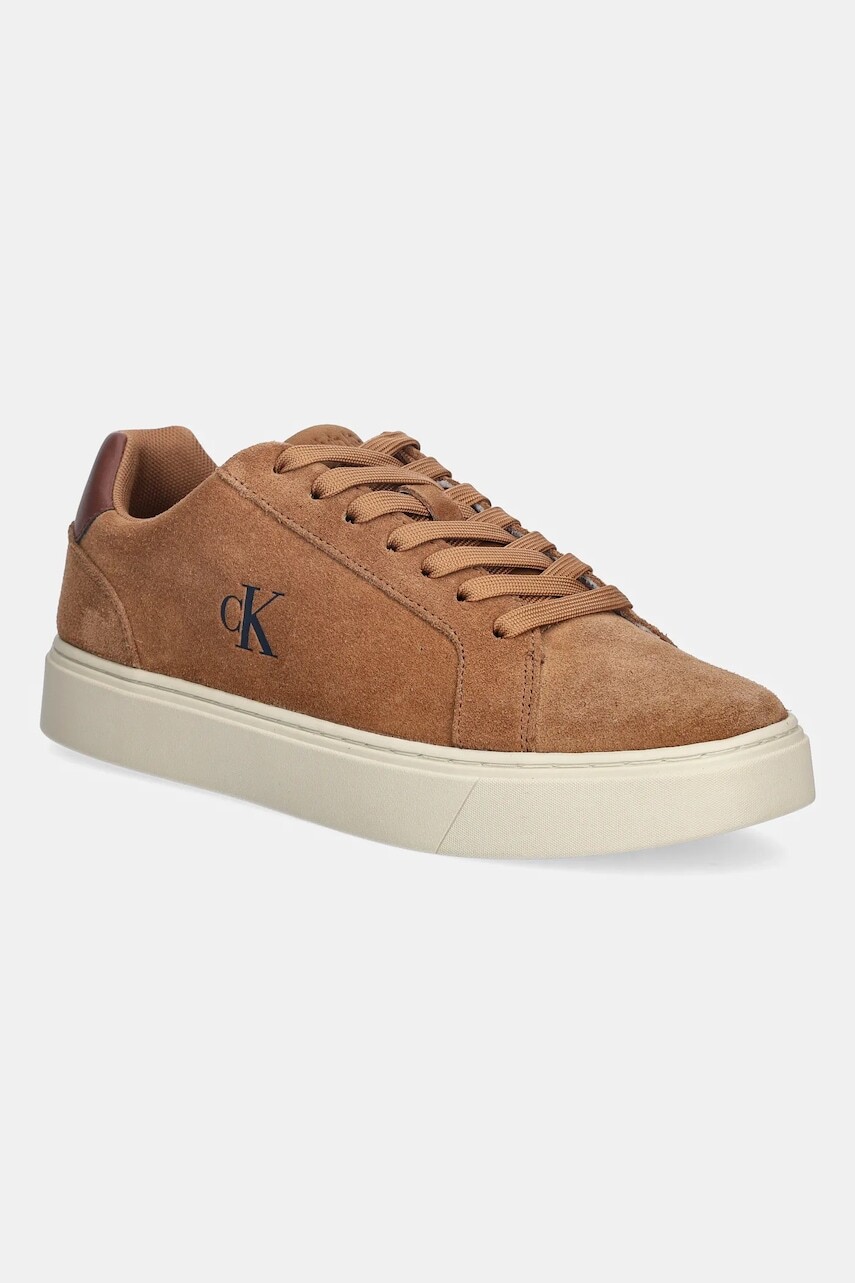 Semišové tenisky Calvin Klein CLASSIC CUPSOLE LACEUP SU hnedá farba, YM0YM01434
