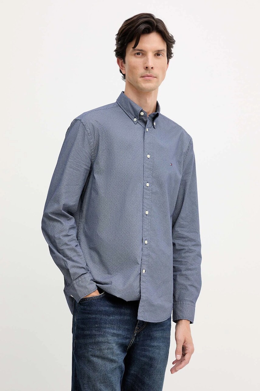 Bavlnená košeľa Tommy Hilfiger modrá farba, regular, s golierom button-down, MW0MW40455