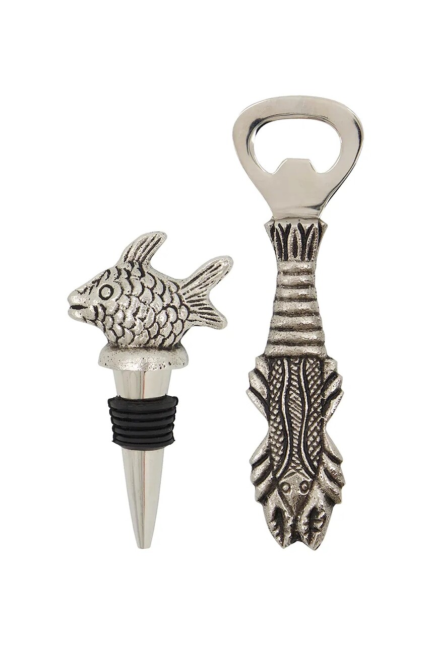 Zátka na víno a otvárač na pivo House Doctor HDFish 11 cm šedá farba