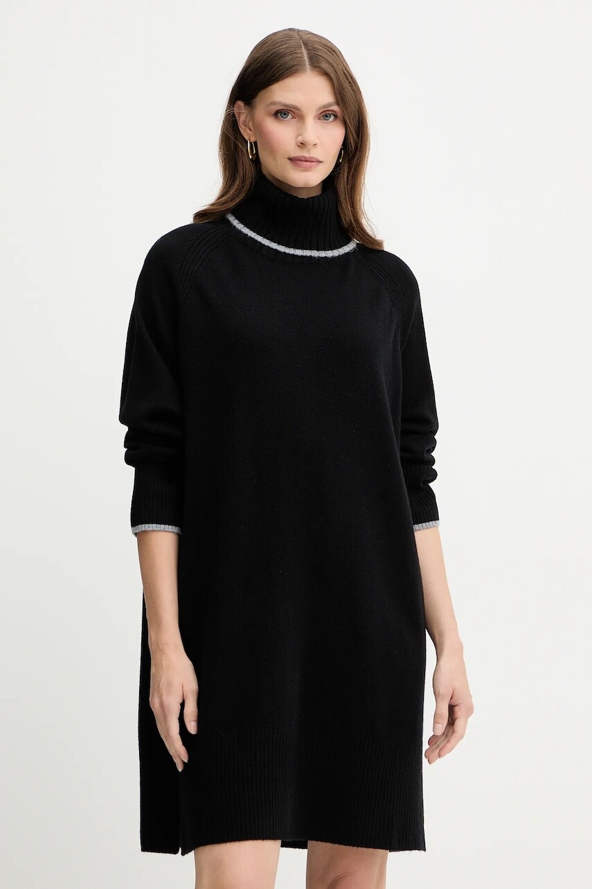 Vlnené šaty Pinko čierna farba, mini, oversize, 105449 A2Q9