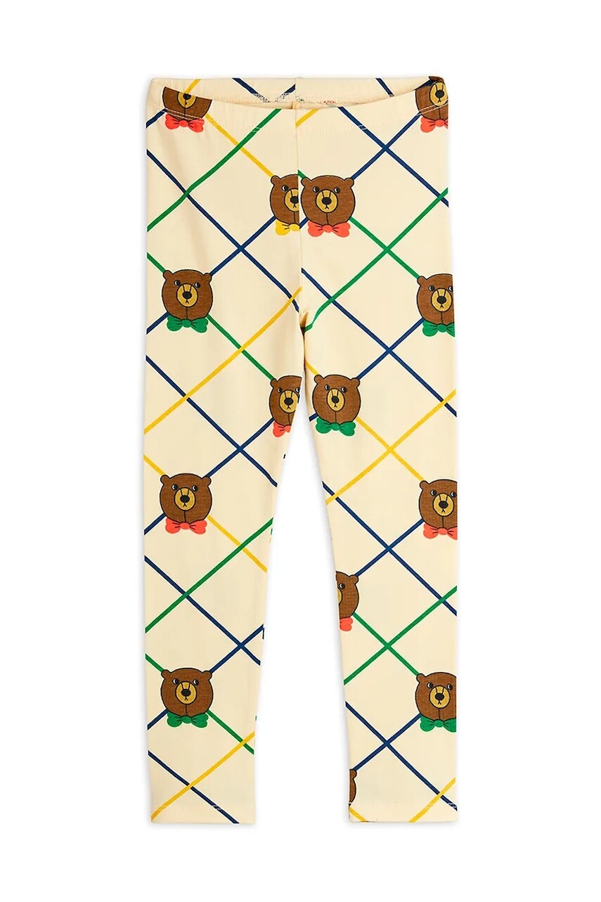 Detské legíny Mini Rodini Bear béžová farba, vzorovaná, 25730137