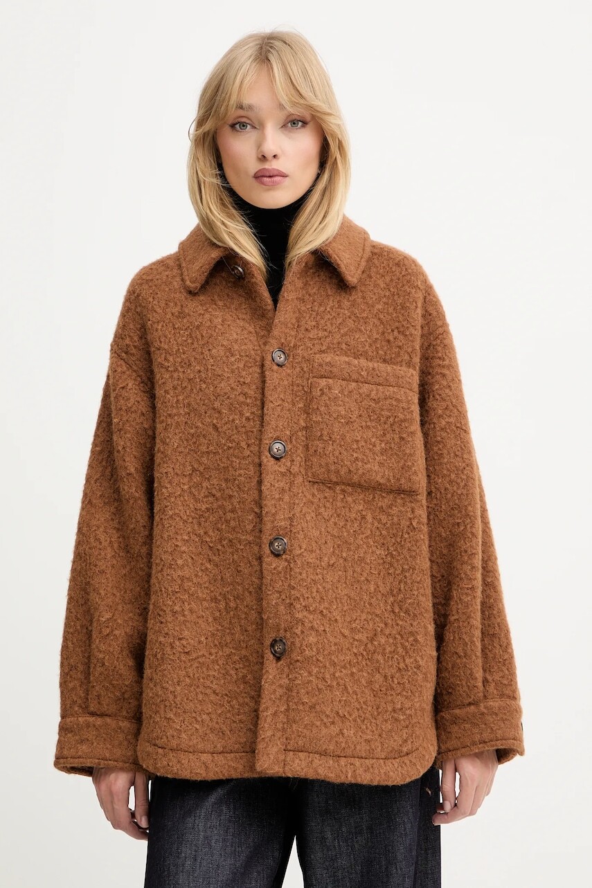 Kabát s prímesou vlny MAX&Co. hnedá farba, 2528086012200