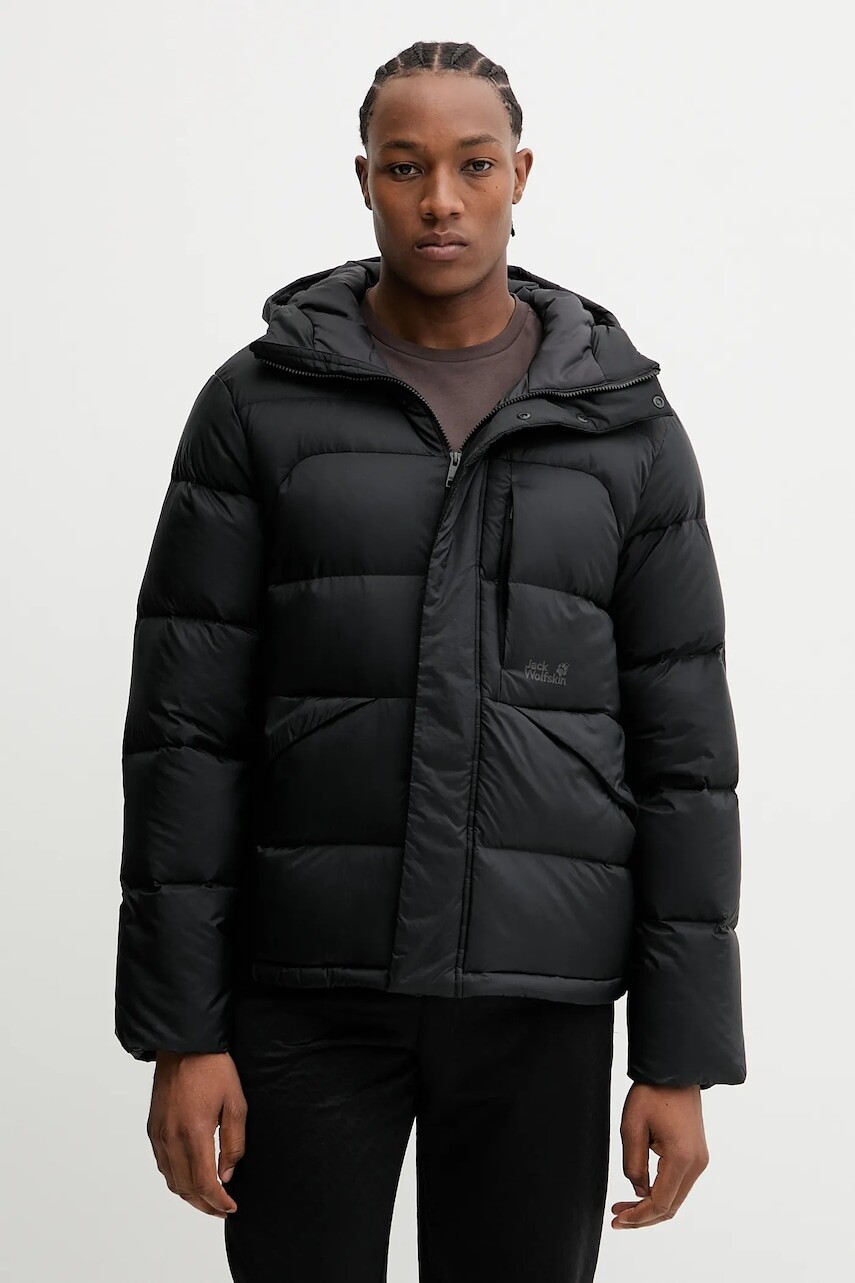 Páperová bunda Jack Wolfskin ICY HILL čierna farba, zimná, A65291