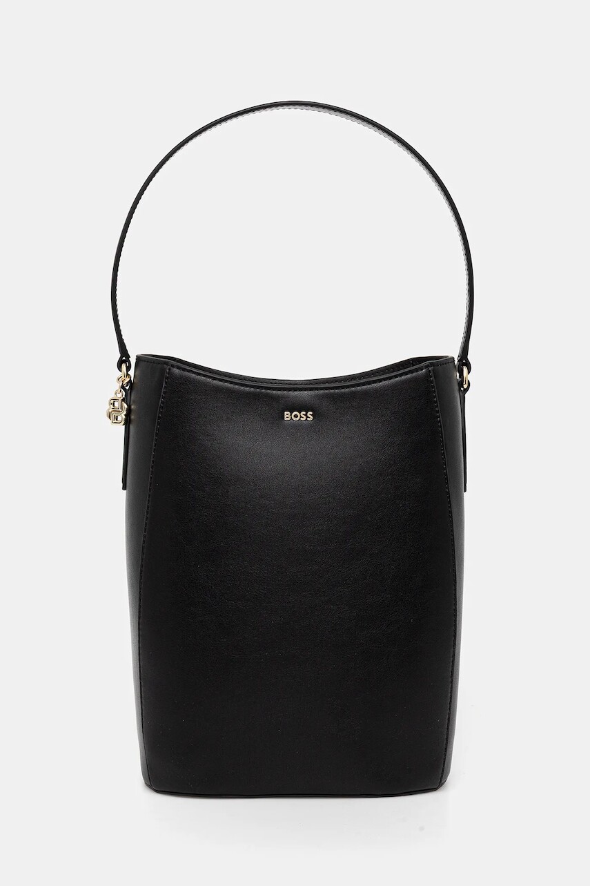 Kožená kabelka BOSS čierna farba, 50552149
