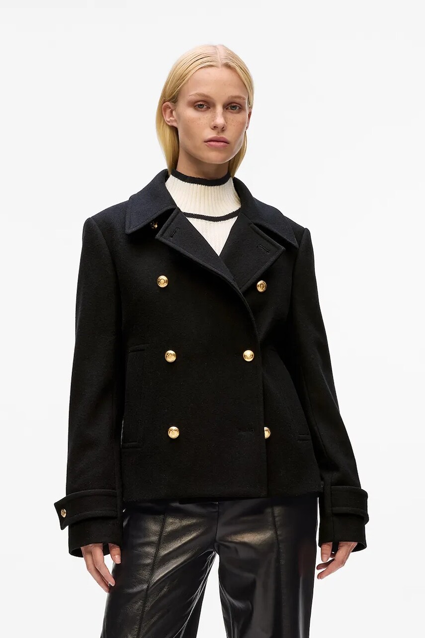 Bunda Karl Lagerfeld čierna farba, prechodná, A4W15034