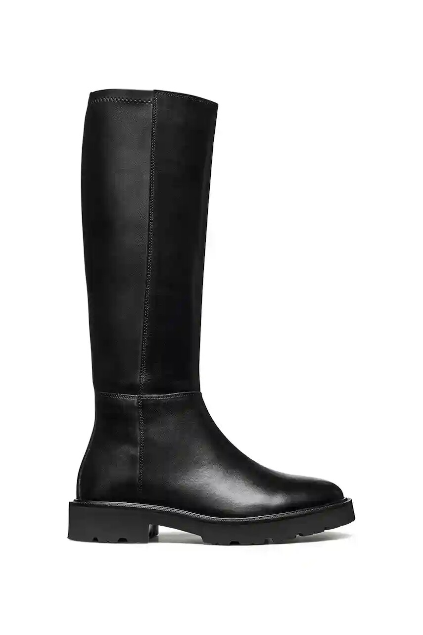 Vysoké čižmy Geox D NORIZE čierna farba, na plochom podpätku, D564ZB 043KB C9999