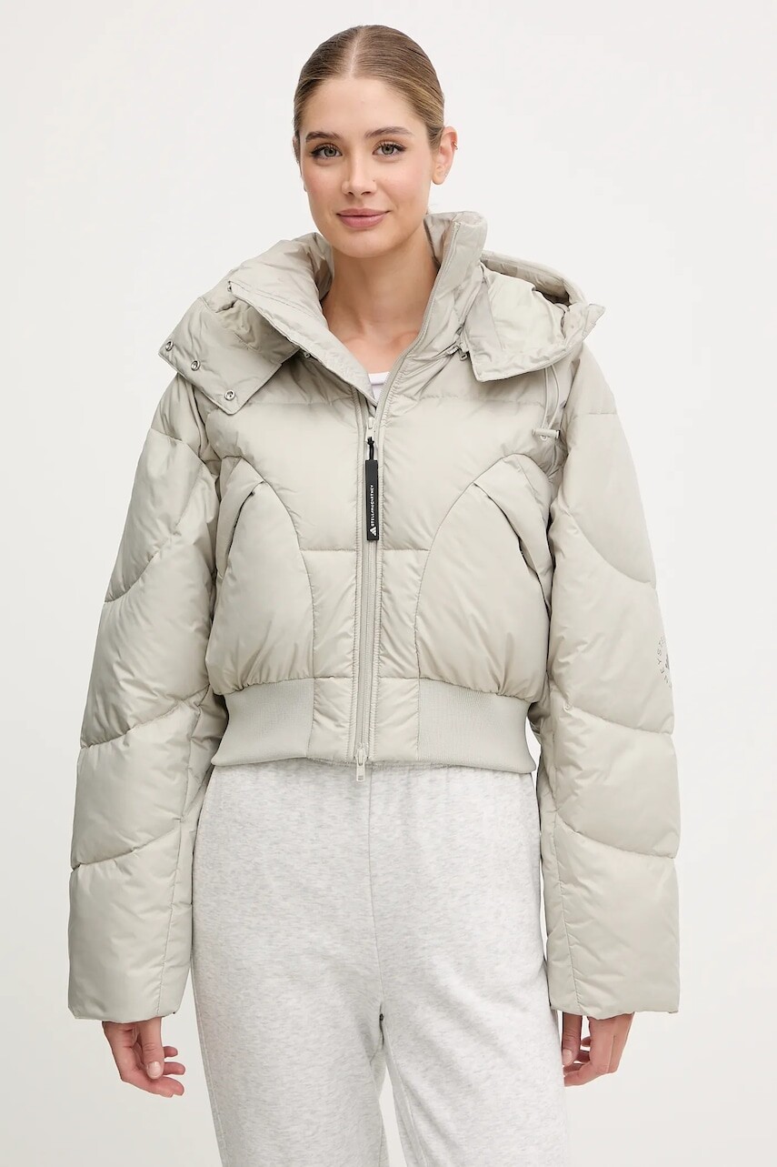 Bunda adidas by Stella McCartney ASMC Crop béžová farba, zimná, oversize, KA0645