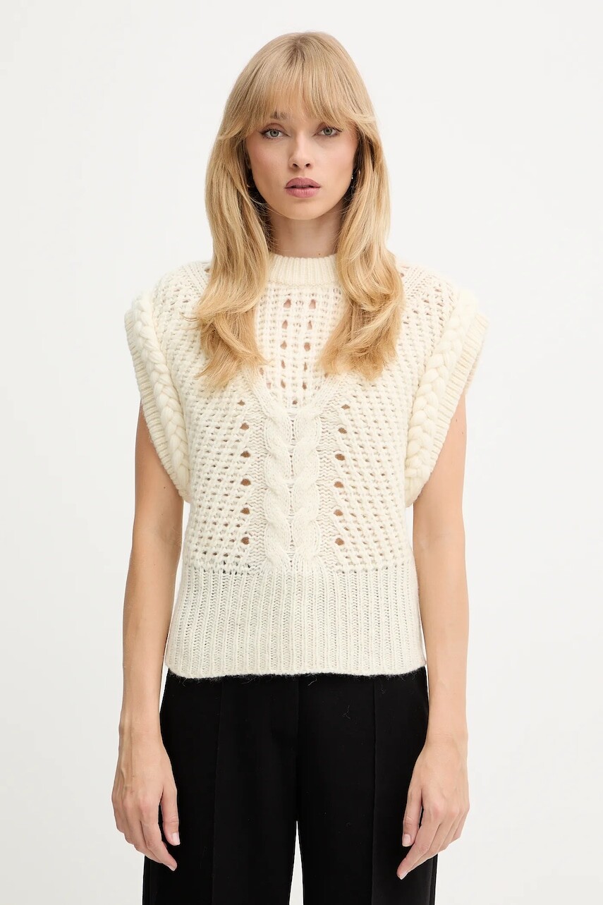 Vesta s prímesou vlny BOSS Orange béžová farba, 50549310