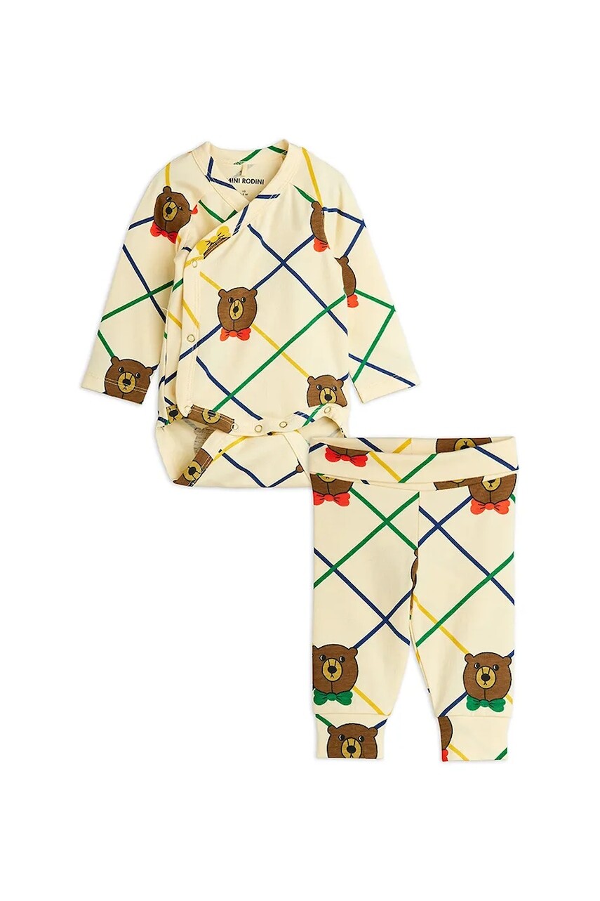 Detská bavlnená súprava Mini Rodini Bear 2-pak béžová farba, 25740110