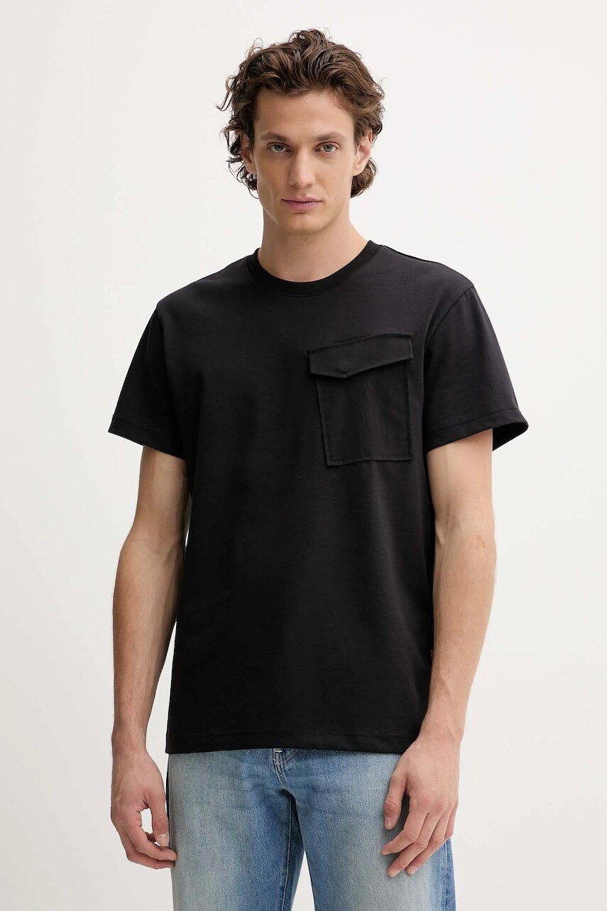 Bavlnené tričko G-Star pánske, čierna farba, jednofarebné, D26844.C784