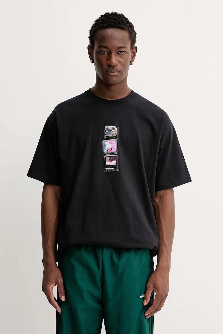 Bavlnené tričko Vans pánske, čierna farba, s potlačou, VN000PDTBLK1