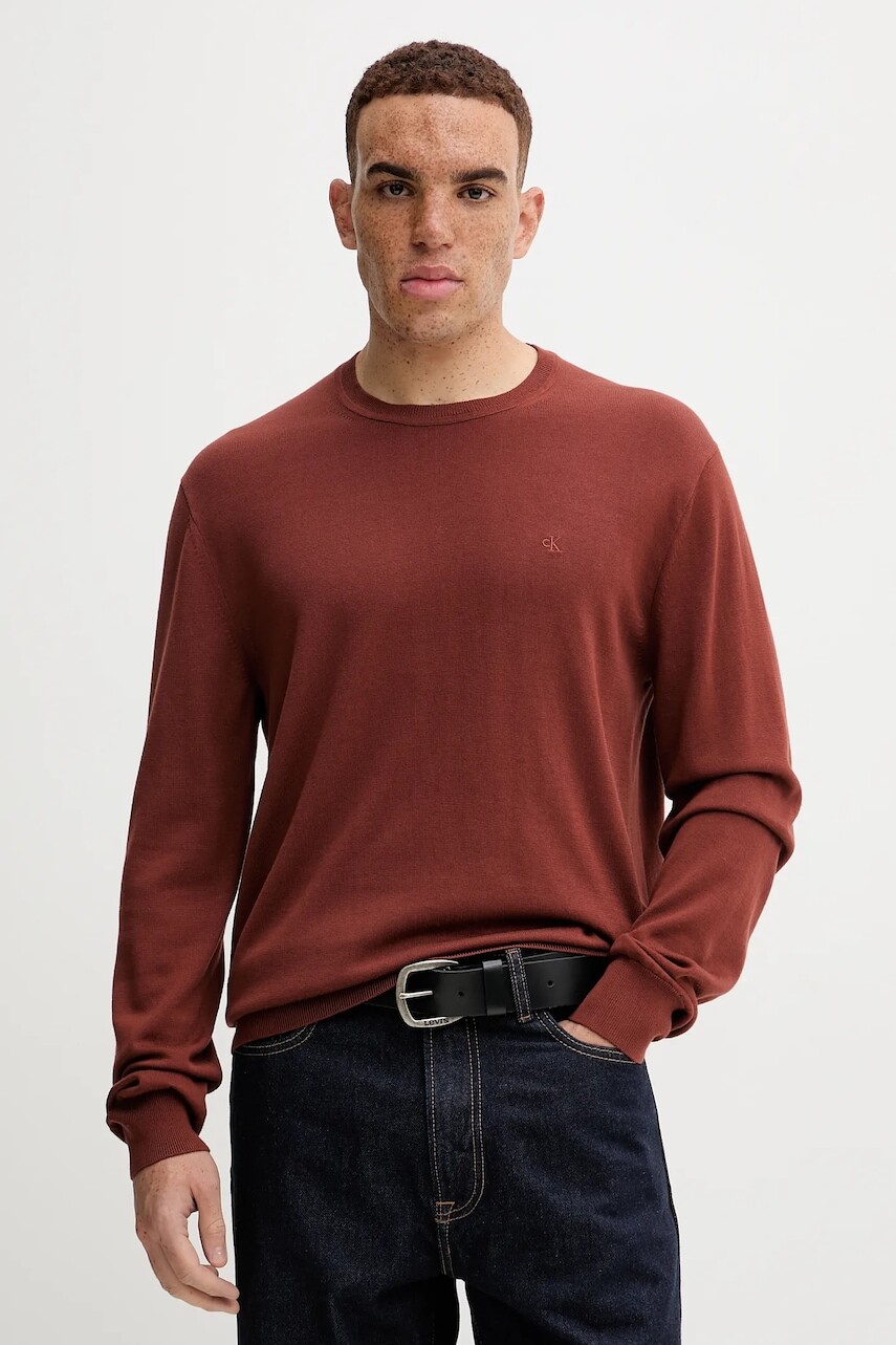 Sveter Calvin Klein oranžová farba, ľahký, LV040BM356