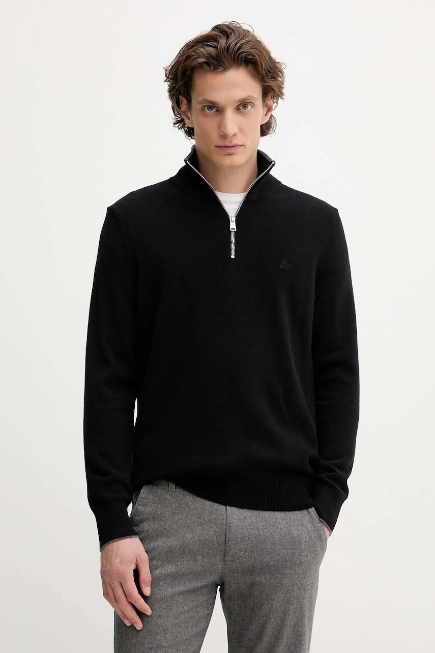 Sveter s prímesou vlny Marc O'Polo čierna farba, ľahký, 529514460314