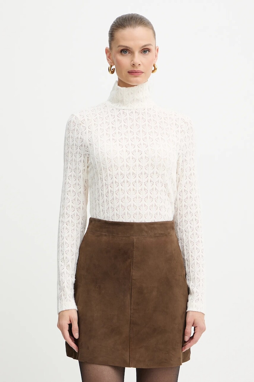 Sveter Pinko béžová farba, ľahký, s polorolákom, 105979 A2YI