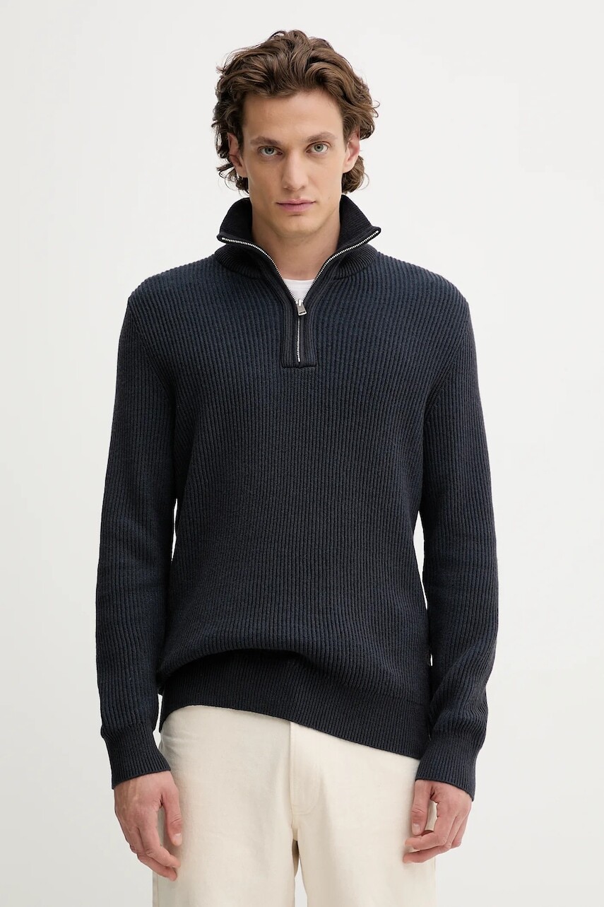 Sveter s prímesou vlny Marc O'Polo tmavomodrá farba, teplý, 529507960118