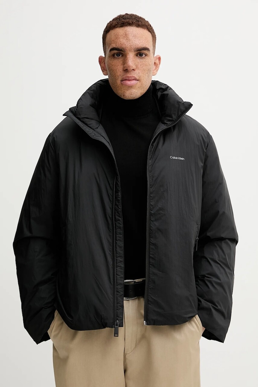 Páperová bunda Calvin Klein čierna farba, zimná, LV04LD535G