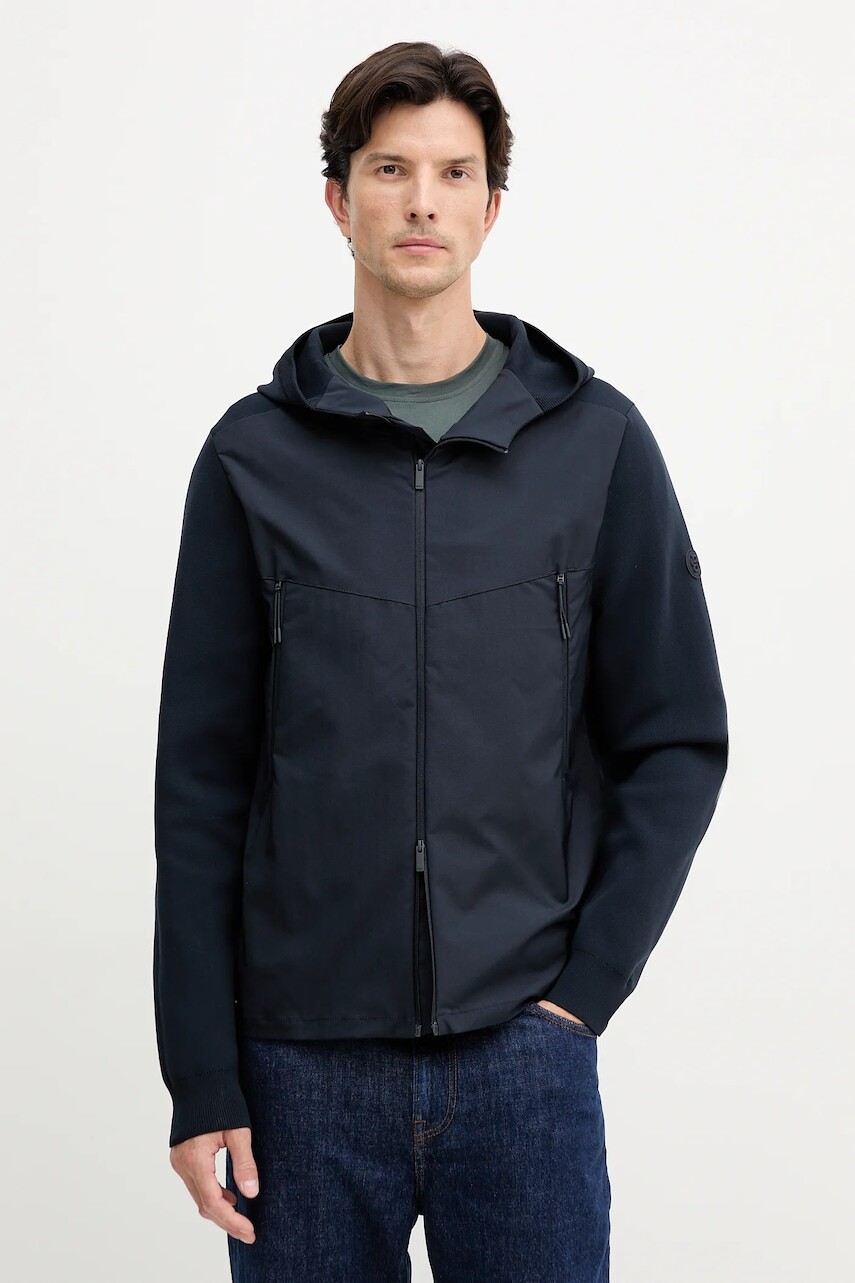 Bunda BOSS tmavomodrá farba, prechodná, 50544686