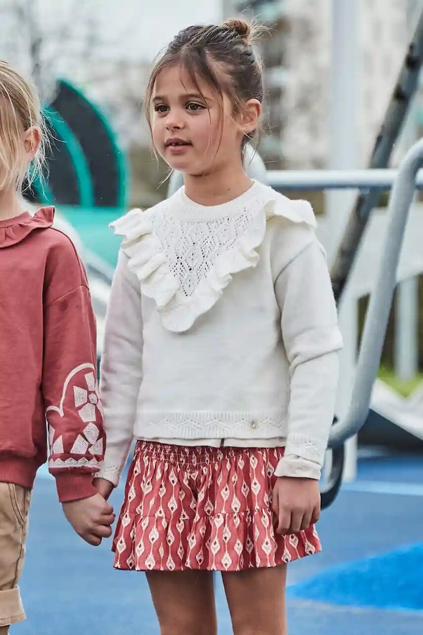 Dievčenská sukňa Mayoral červená farba, mini, áčkový strih, 4907