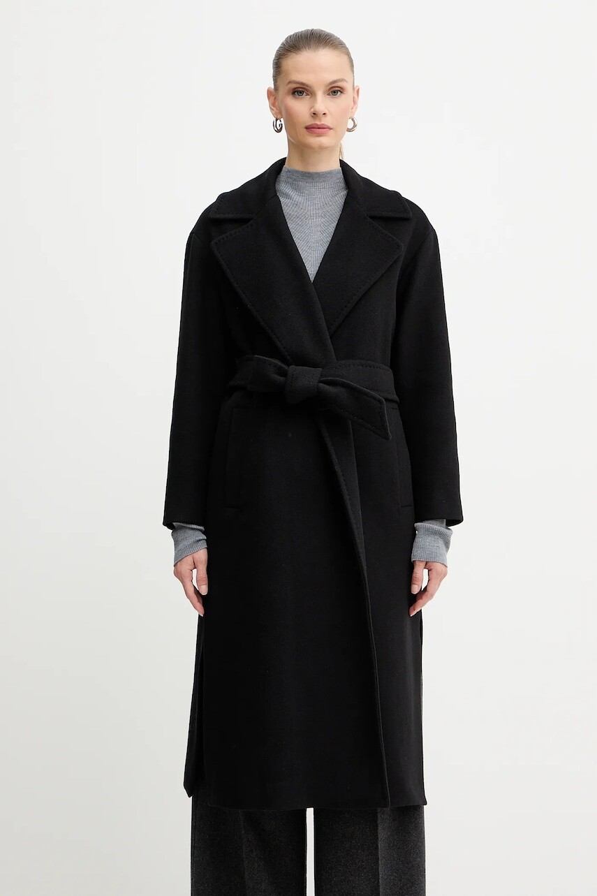 Kabát s prímesou vlny Marella Emme by Marella čierna farba, 2525016032200