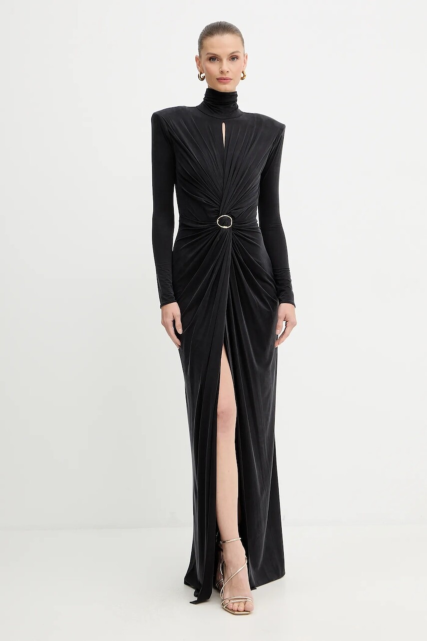 Šaty Elisabetta Franchi čierna farba, maxi, rovný strih, ABR0656E2