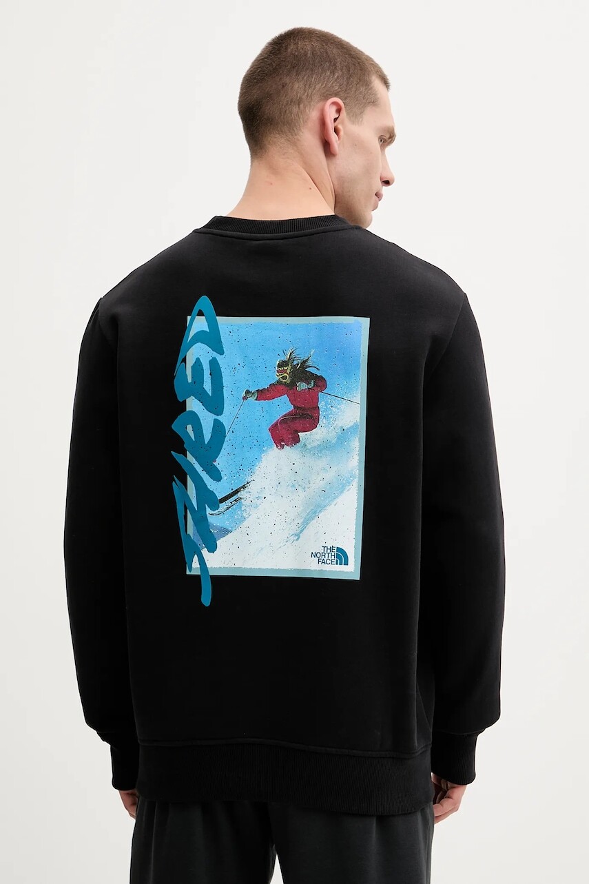 Bavlnená mikina The North Face čierna farba, s potlačou, NF0A8EU5JK31
