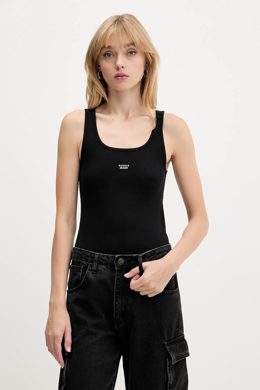 Top Guess Jeans čierna farba, W5BP04 KA0H1