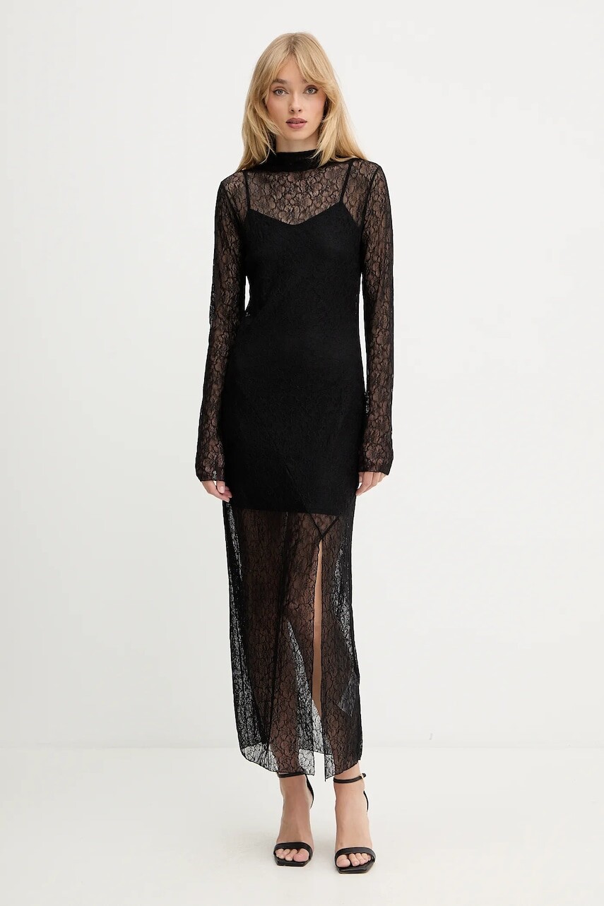 Šaty Marella čierna farba, maxi, rovný strih, 2523626041200