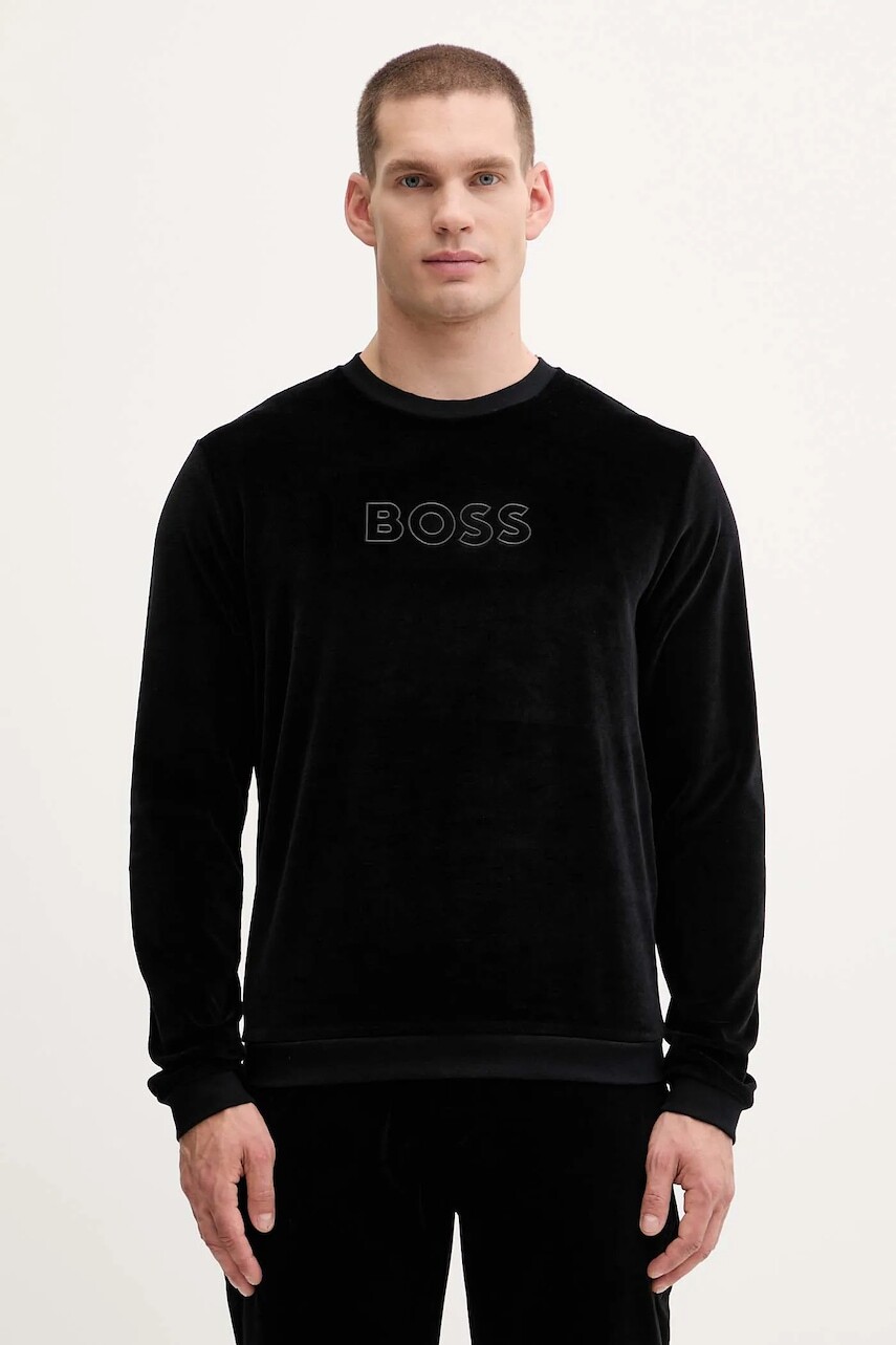 Mikina BOSS čierna farba, s nášivkou, 50550636