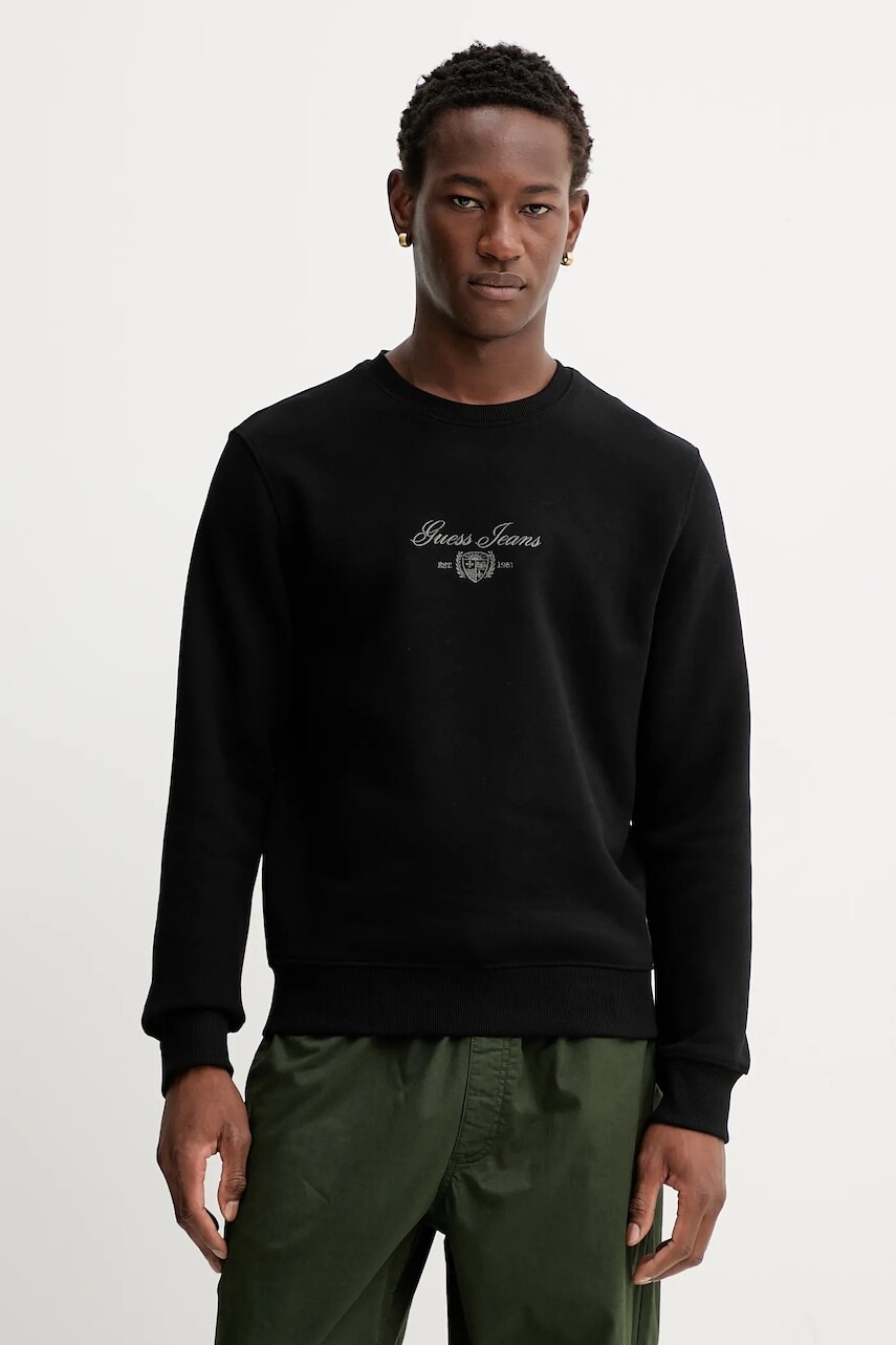 Mikina Guess Jeans čierna farba, jednofarebná, M5BQ35 K9V31