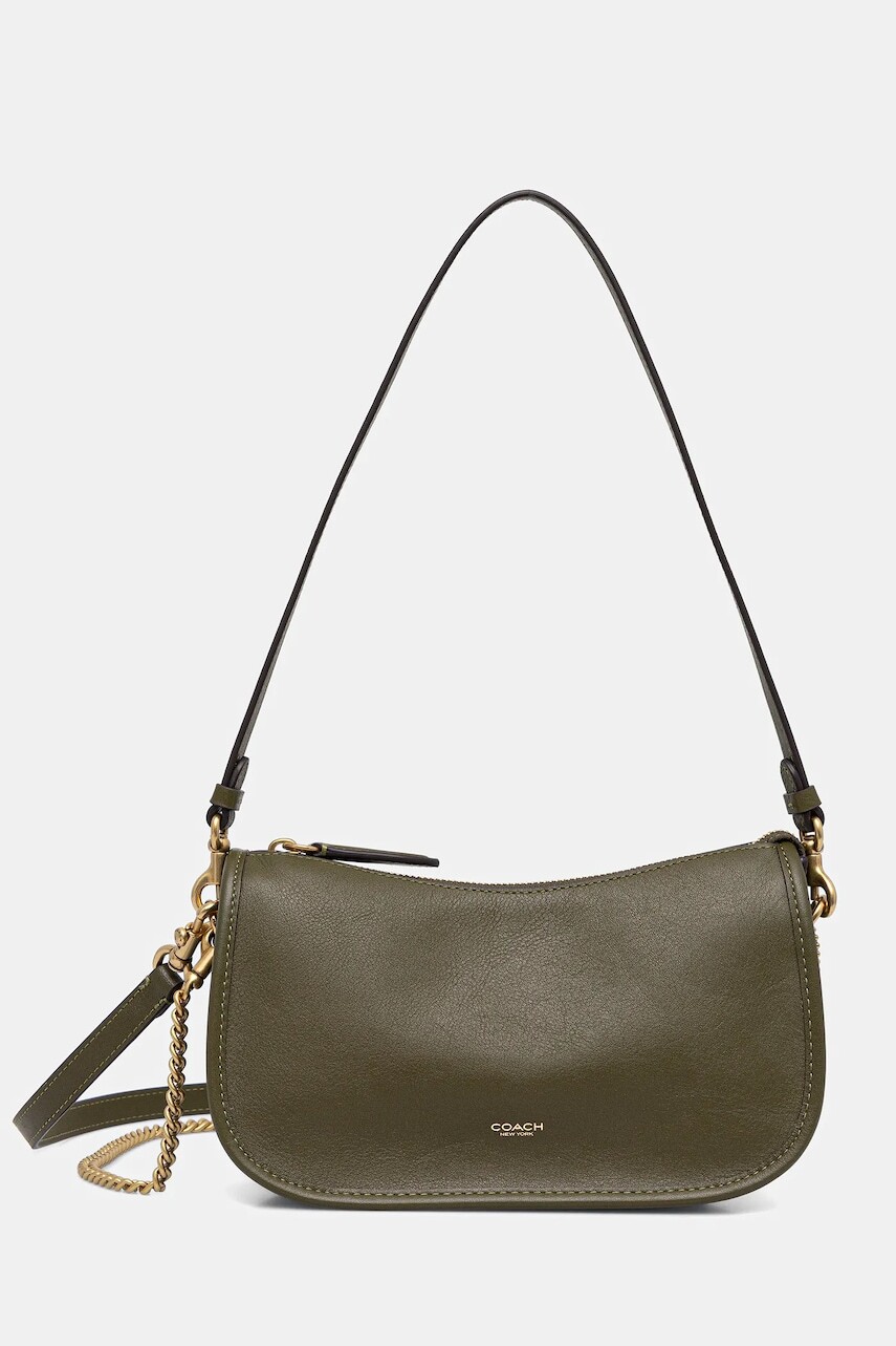Kožená kabelka Coach Waverly zelená farba, CCC36