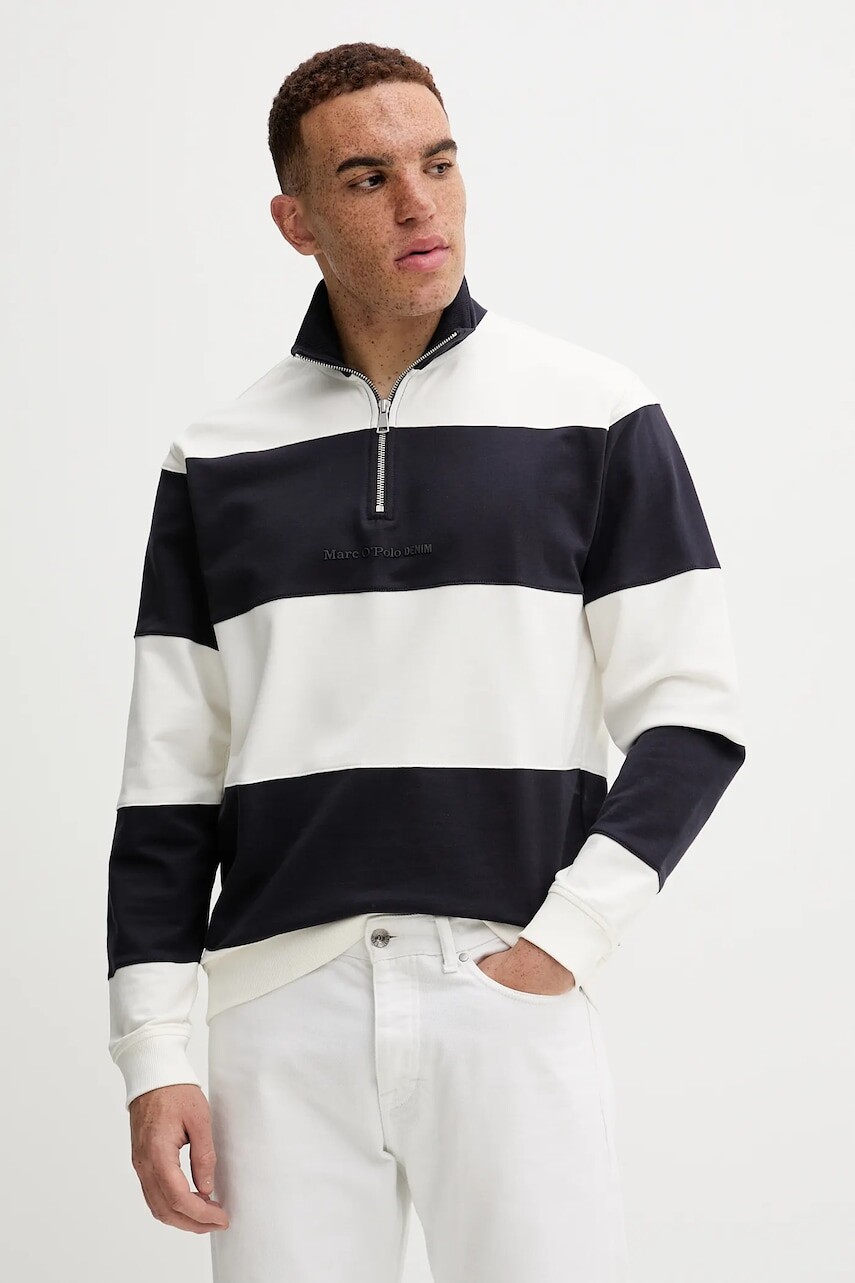 Bavlnená mikina Marc O'Polo tmavomodrá farba, vzorovaná, 5000007806