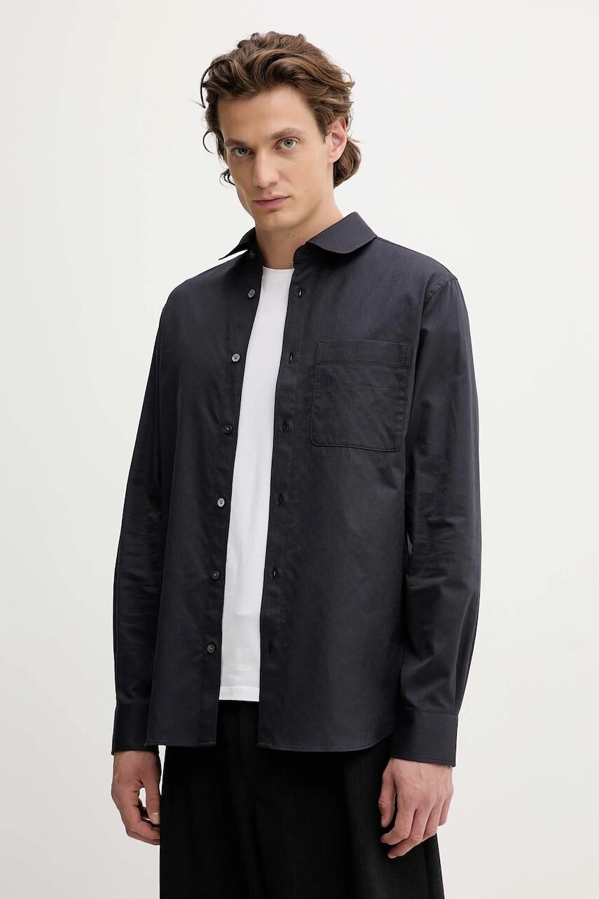 Bavlnená košeľa Kenzo tmavomodrá farba, slim, s klasickým golierom, FF65CH2029IC